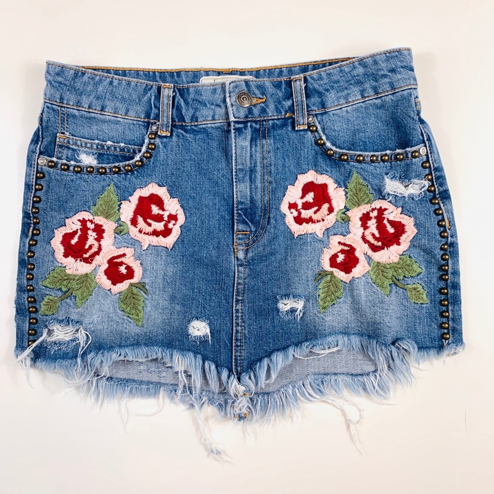 FREE PEOPLE Wild Rose Embroidered Miniskirt - Picture 5 of 10